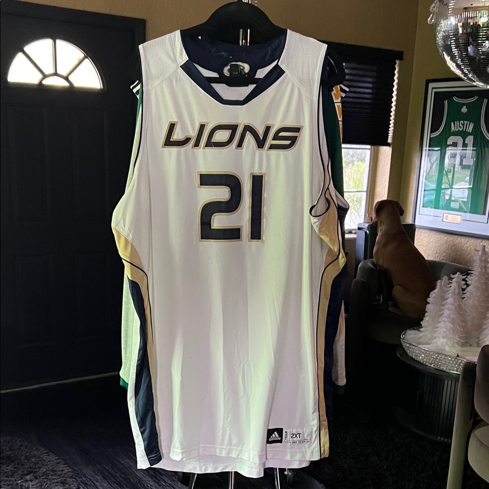 Adidas White and Navy Lions Jersey